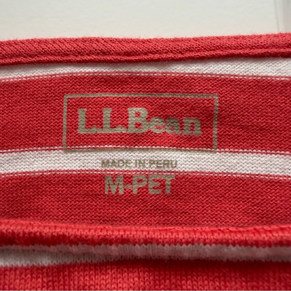 L.L. Bean Heritage Mariner Top Boatneck 3/4 Sleeve Striped Coral Size M - Picture 3 of 11